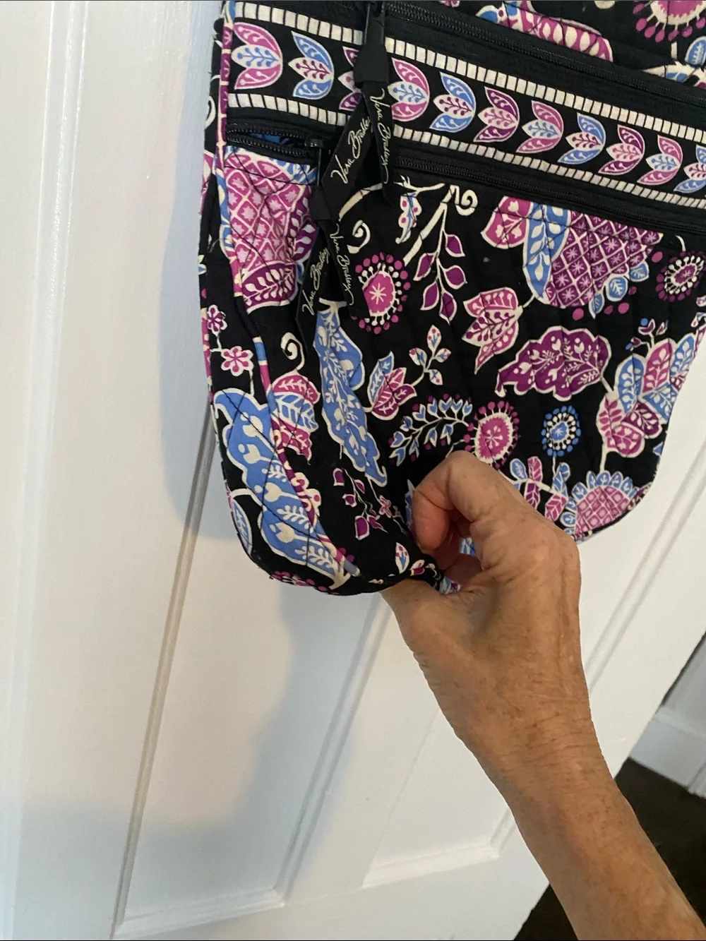Vera Bradley Floral Crossbody Bag in Black, Purple & Blue